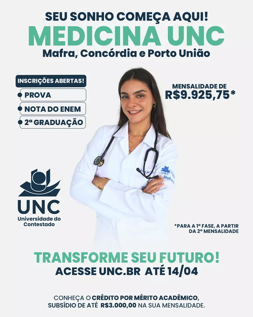 Universidade do Contestado lança Vestibular Unificado de Medicina